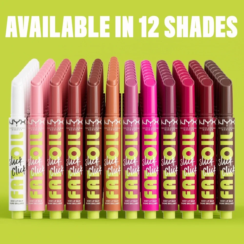 NEW NYX Fat Oil Slick Click Shiny Lip Balm Clout 02 Soft Baby Pink Vegan 2g